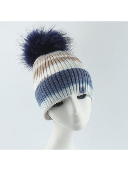 Haila - Ribbed Stripe Knit Beanie Hat