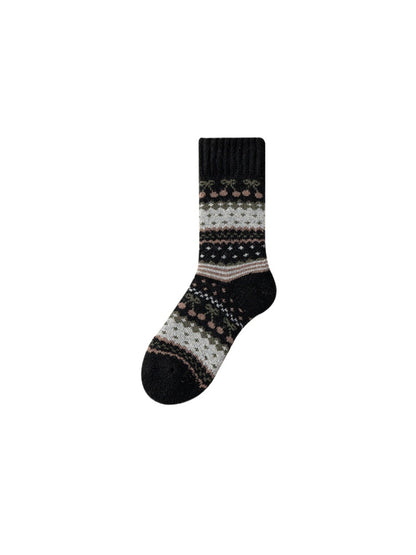 Rufia - Geometric Ribbed Cuff Crew Socks