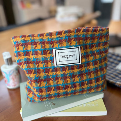 Cosbai - Houndstooth Canvas Cosmetic Bag