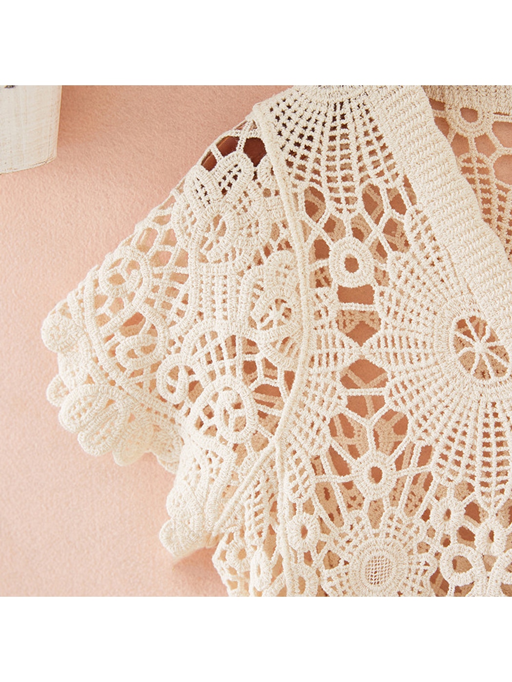 Crosa - Vacation Style V-Neck Hollow Out Knit Cardigan