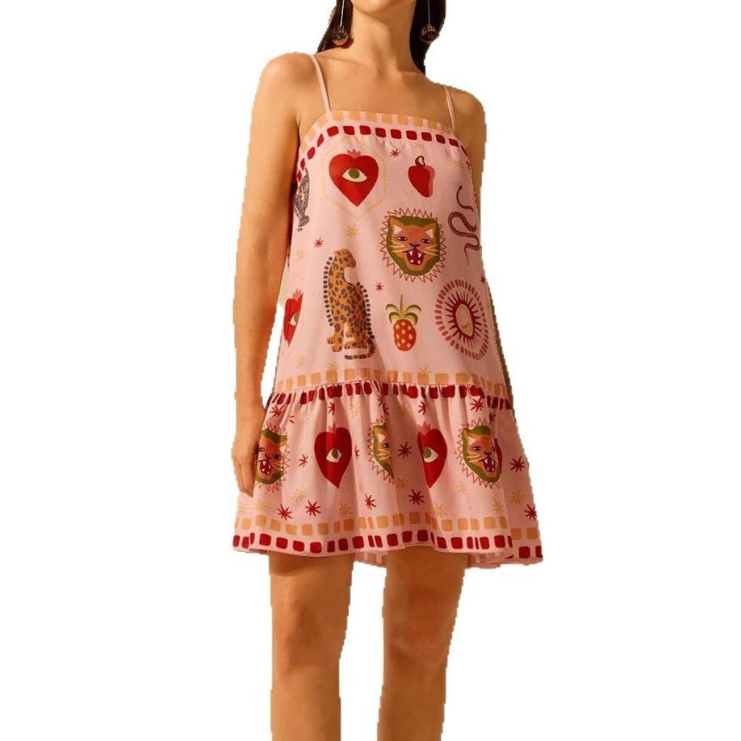 Troposa - Strappy Mini Pink Dress - Playful & Chic
