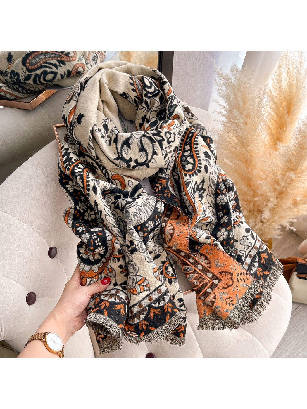 Scarvii – Paisley Print Fringe Scarf & Wrap