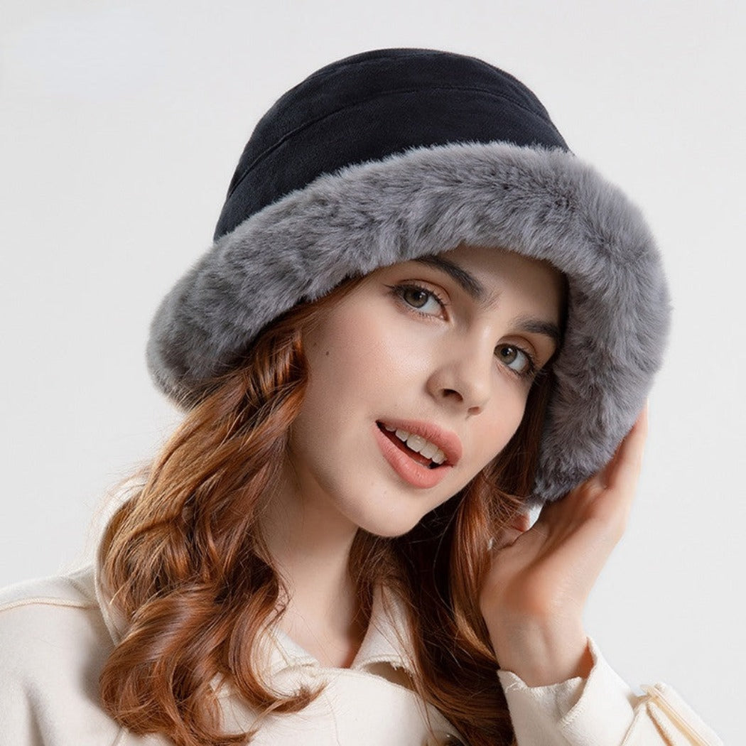 Haila - Winter Furry Bucket Hat - Beige - product image