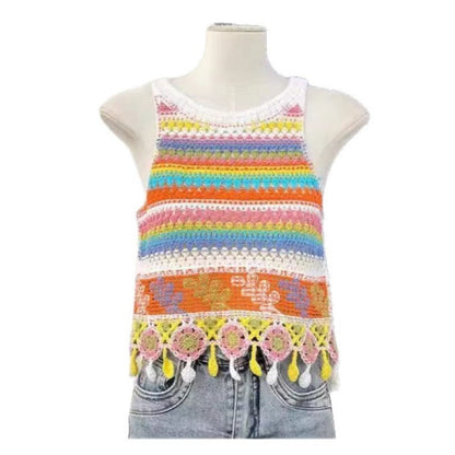 Vesty - Boho Colorblock Knit Vest- Comfortable & Fit