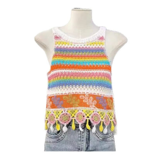 Vesty - Boho Colorblock Knit Vest- Comfortable & Fit