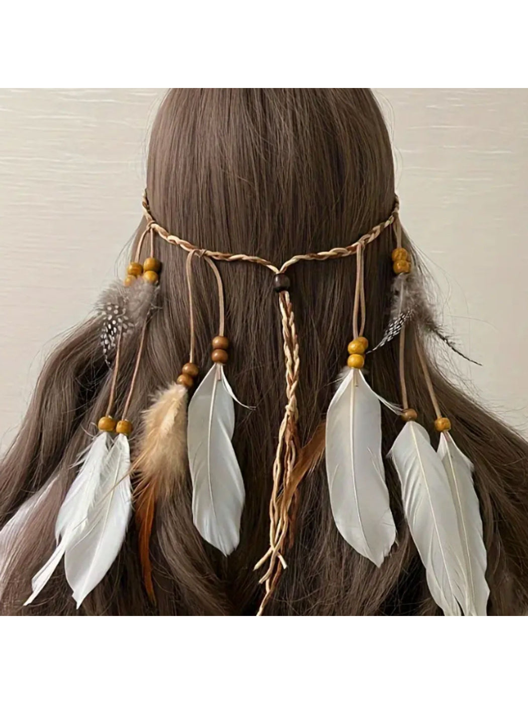 Hairish - Boho Light Feather Beaded Hair Headpiece