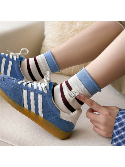 Rufia - Classic Fold Cuff Stripe Crew Socks