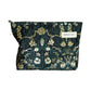 Cosbai dark floral cosmetic bag shown from a side angle highlighting its shape