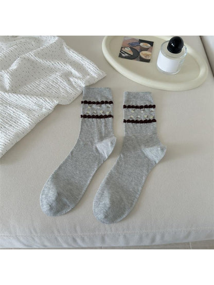 Rufia - Cute Floral and Bow Detail Crew Socks