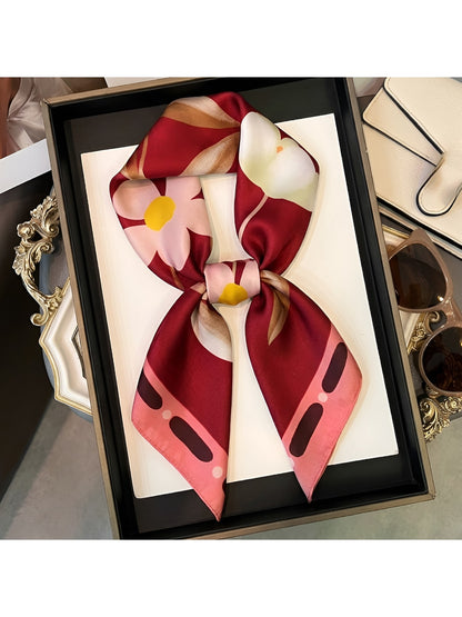 Scarvii - Minimal Floral Print Decorative Square Scarf
