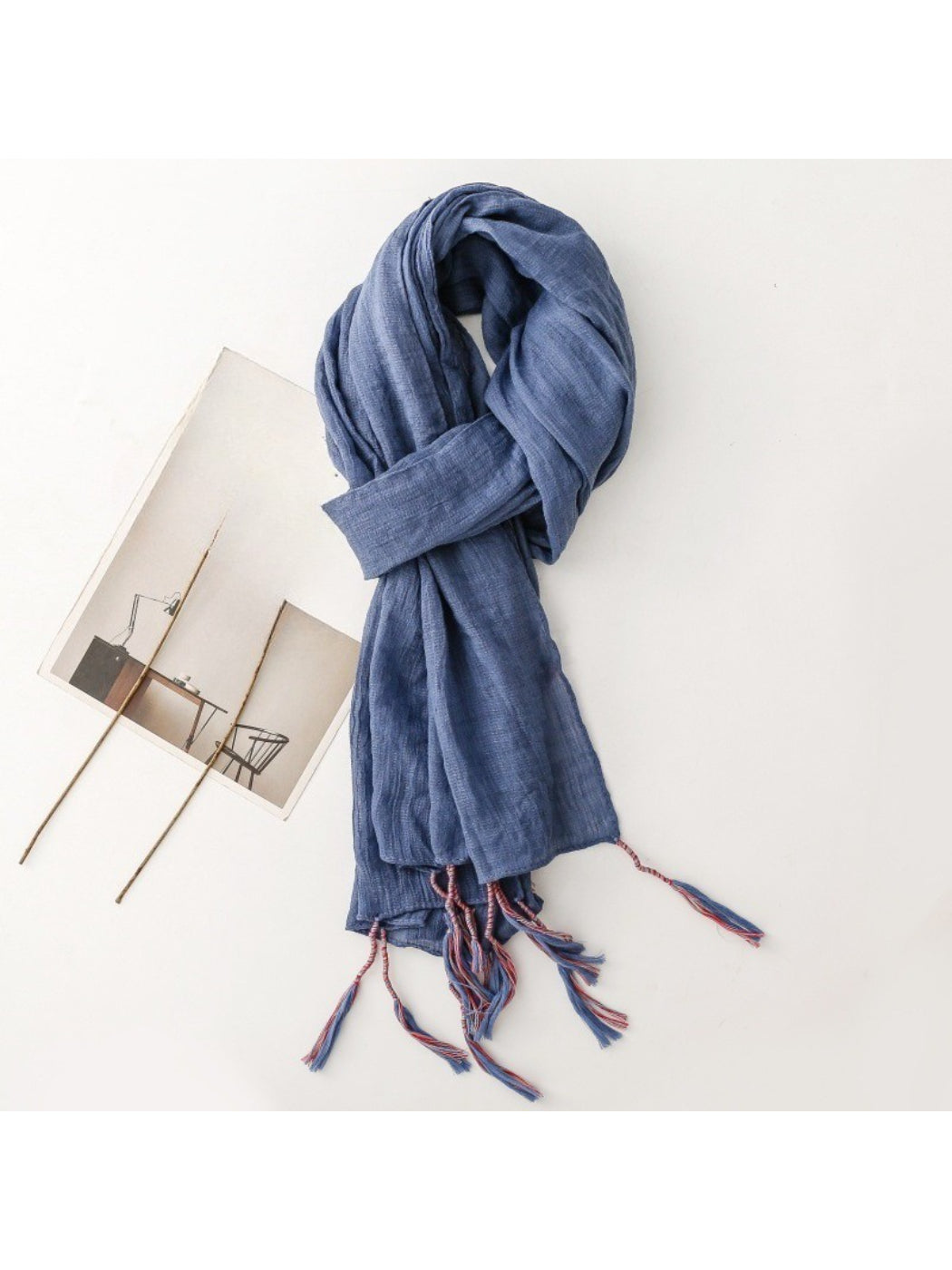 Scarvii - Light Crinkled Texture Tassel Edge Scarf
