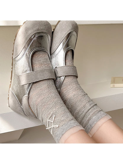 Rufia - Sweet Bow Detail Textured Women's Crew Socks
