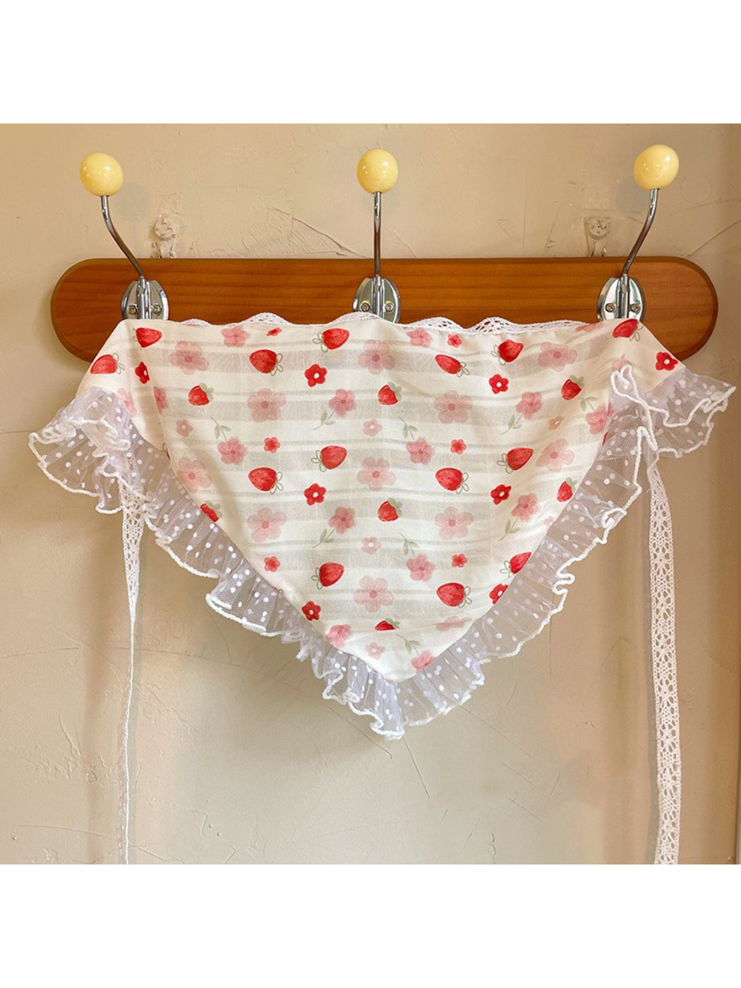 Scarvii Floral Strawberry Lace Trim Hair Scarf