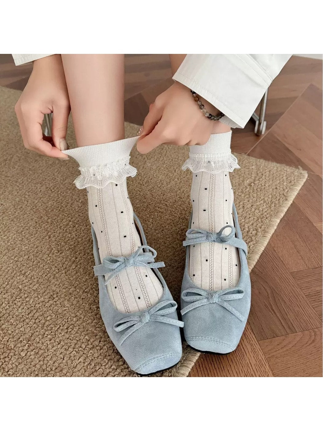 Rufia - Women's Polka Dot Lace Trim Socks