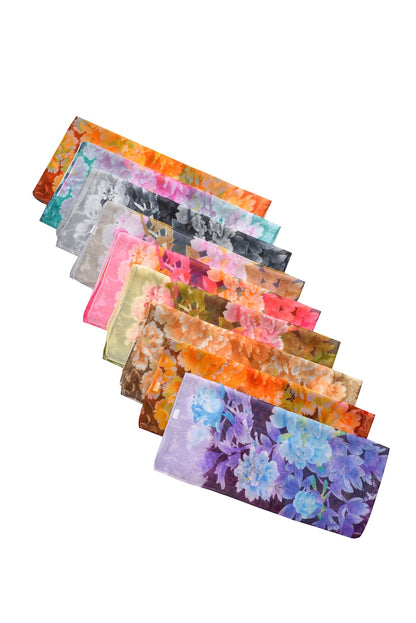 Scarvii - Vibrant Peony Print Scarf - Light & Feminine