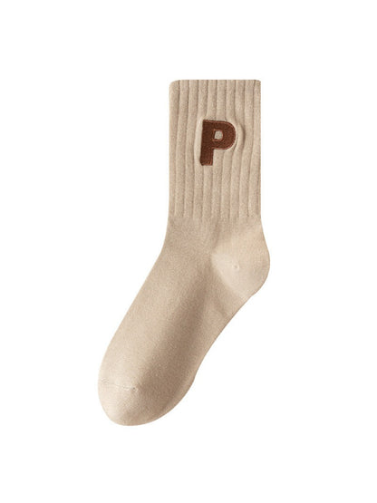 Rufia - Ribbed Letter Patch Minimal Crew Socks product image 4