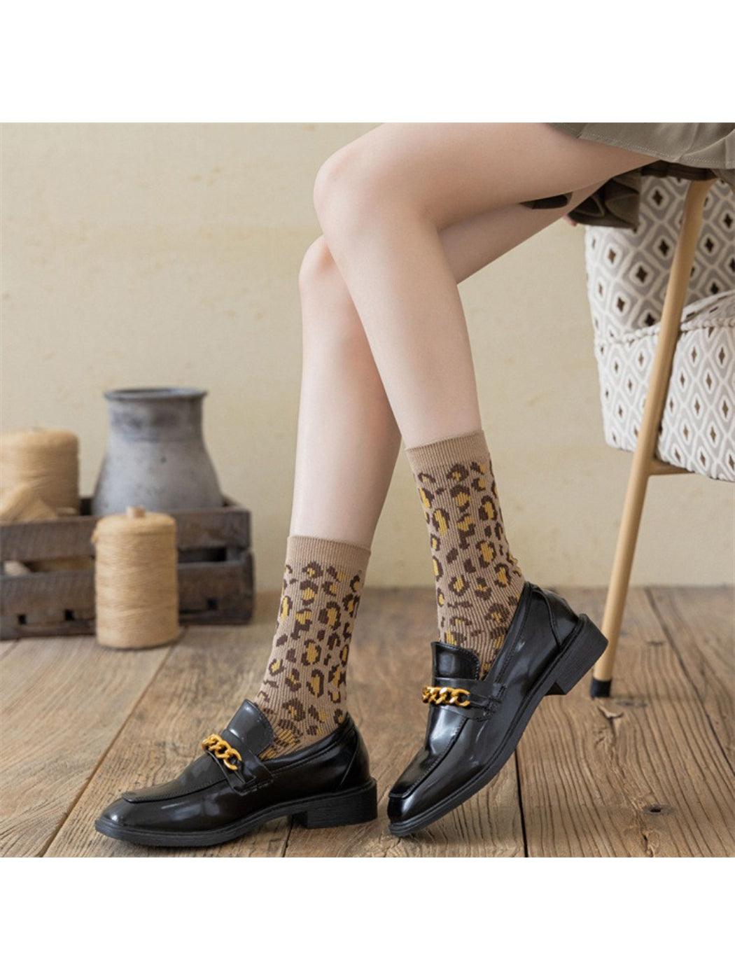 Rufia – Leopard Print Crew Socks