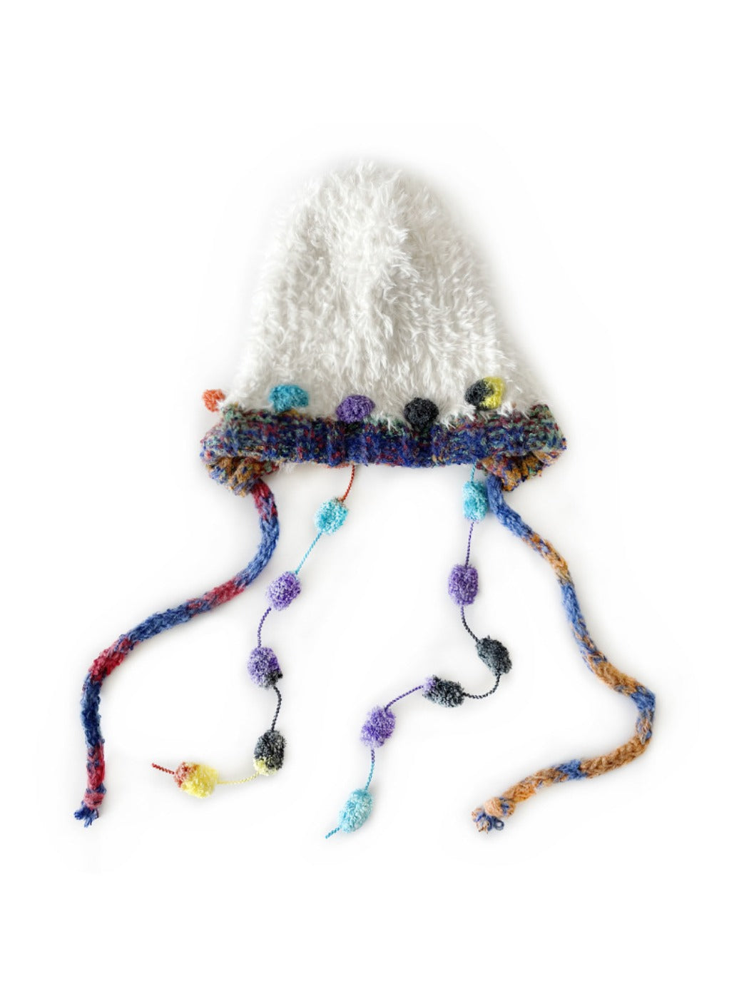 Haila - Winter Knitted Beanie with Pompom & Tassel Braids