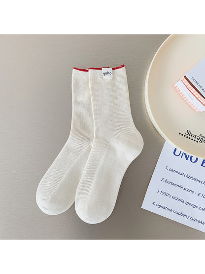 Rufia - Color Block Cuff Ribbed Crew Socks