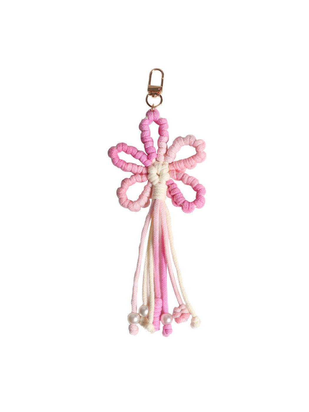 Koco Crochet Cherry Blossom Keychain with Tassel with floral motif and tassel detail