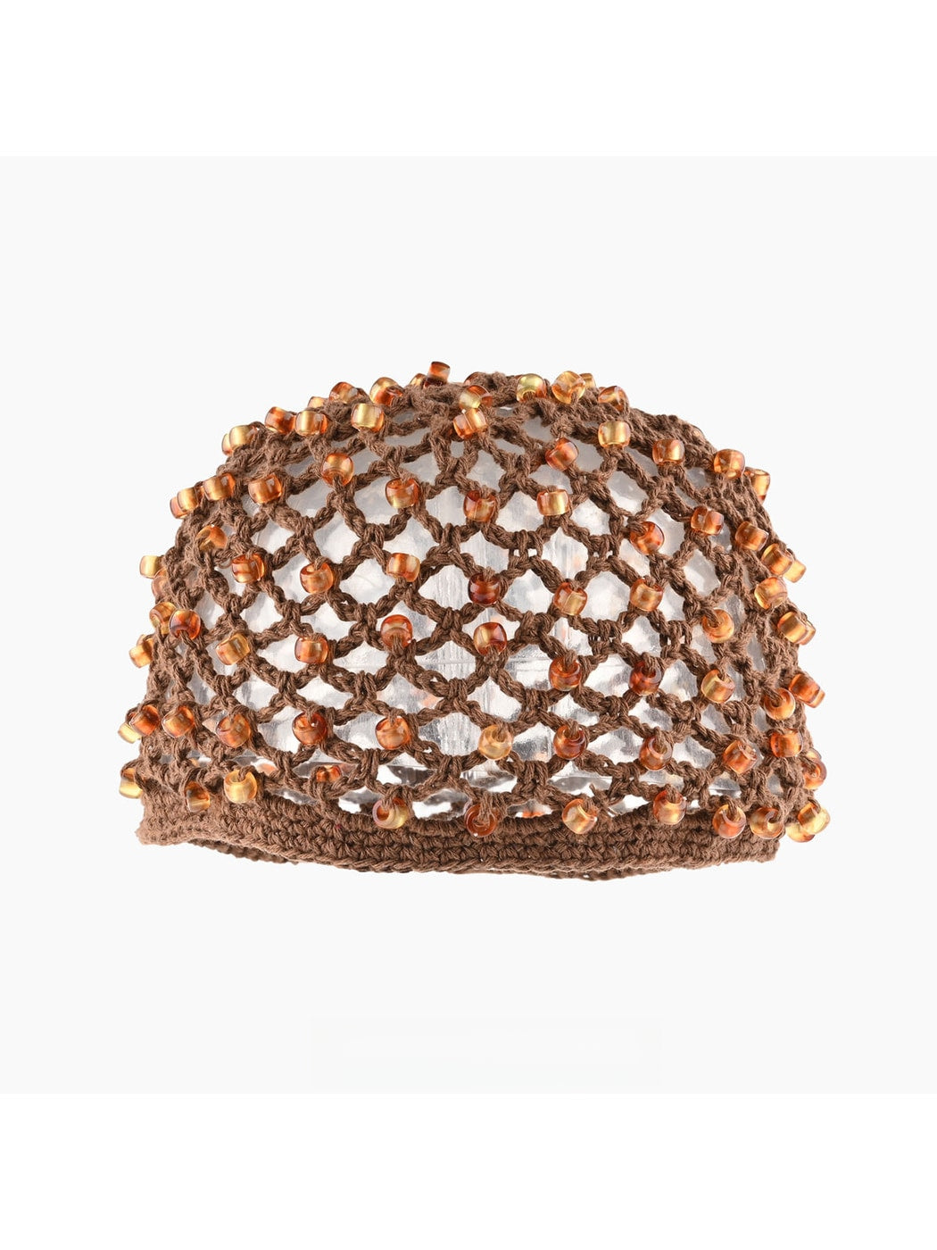 Haila - Beaded Openwork Round Crown Beanie