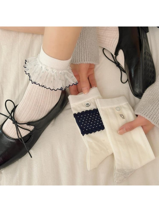 Rufia - Sweet Style Decorative Casual Crew Socks