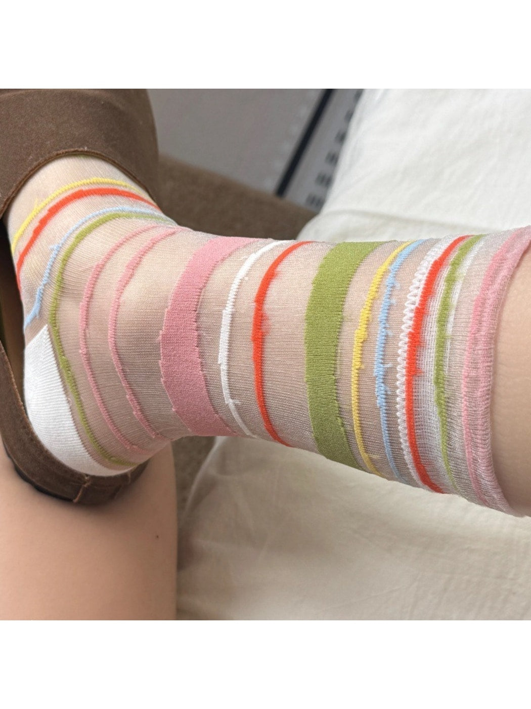 Rufia - Transparent Sweet Striped Crew Socks