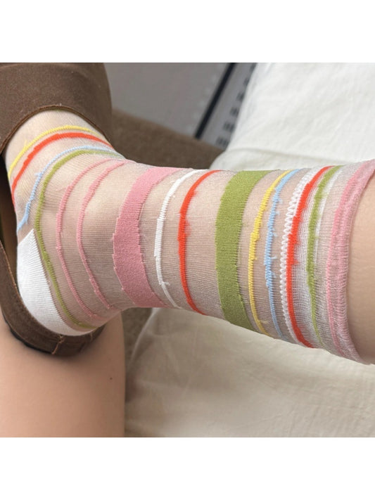 Rufia - Transparent Sweet Striped Crew Socks