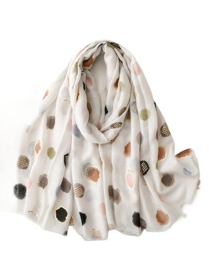 Scarvii - Light Airy Colorful Polka Dot Oversized Scarf