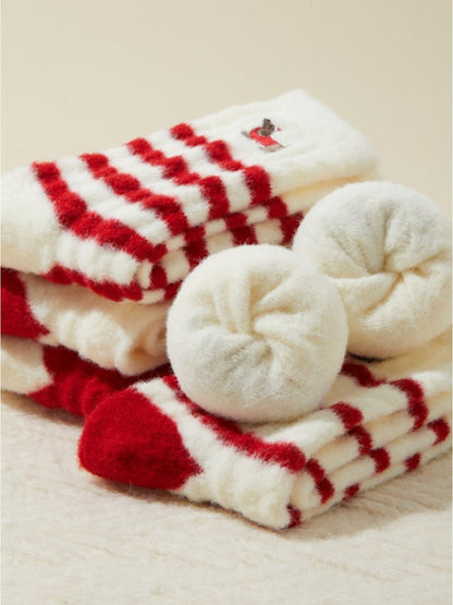 Rufia - Red & White Christmas Vibe Mid-Calf Socks