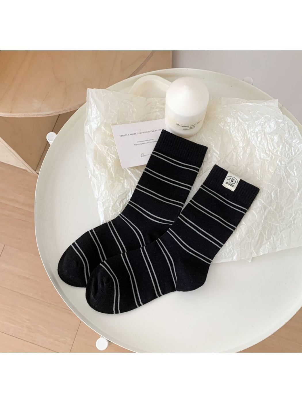 Rufia - Casual Mid-Calf Capsule Socks with Letter & Dog Patterns