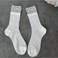 Rufia - Cartoon Dog Tag Mesh Color Block Double Cuff Socks