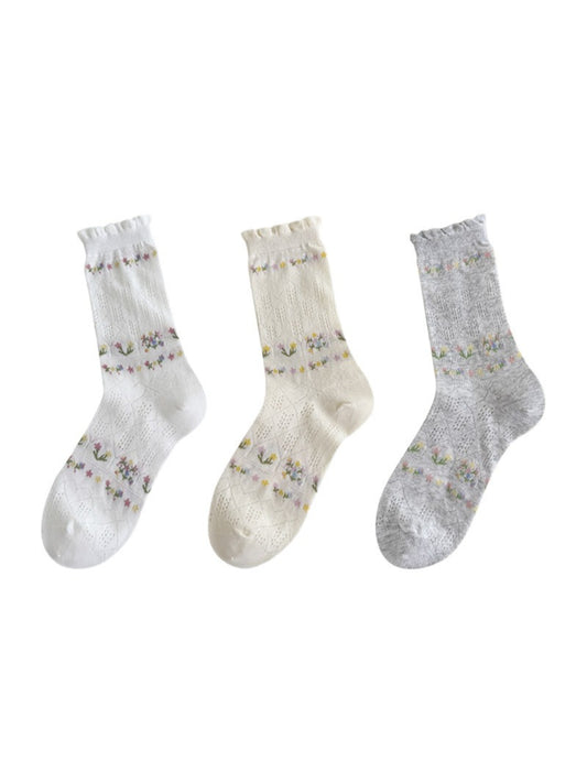 Rufia - Floral Mesh Ruffle Crew Socks product image 1