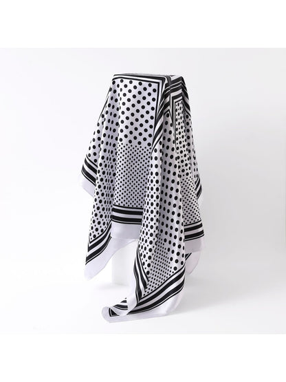 Scarvii - Polka Dot Striped Border Square Scarf