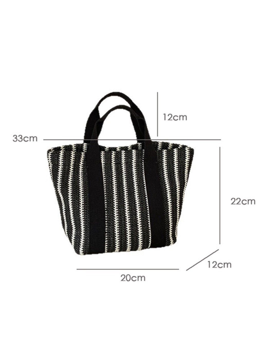 Cosbai - Striped Woven Tote & Handbag