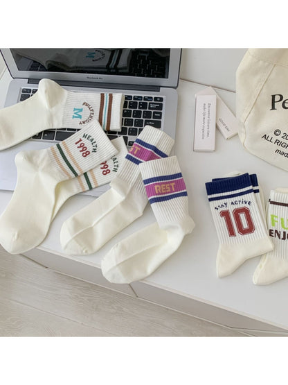 Rufia - College Style Stripe Crew Socks