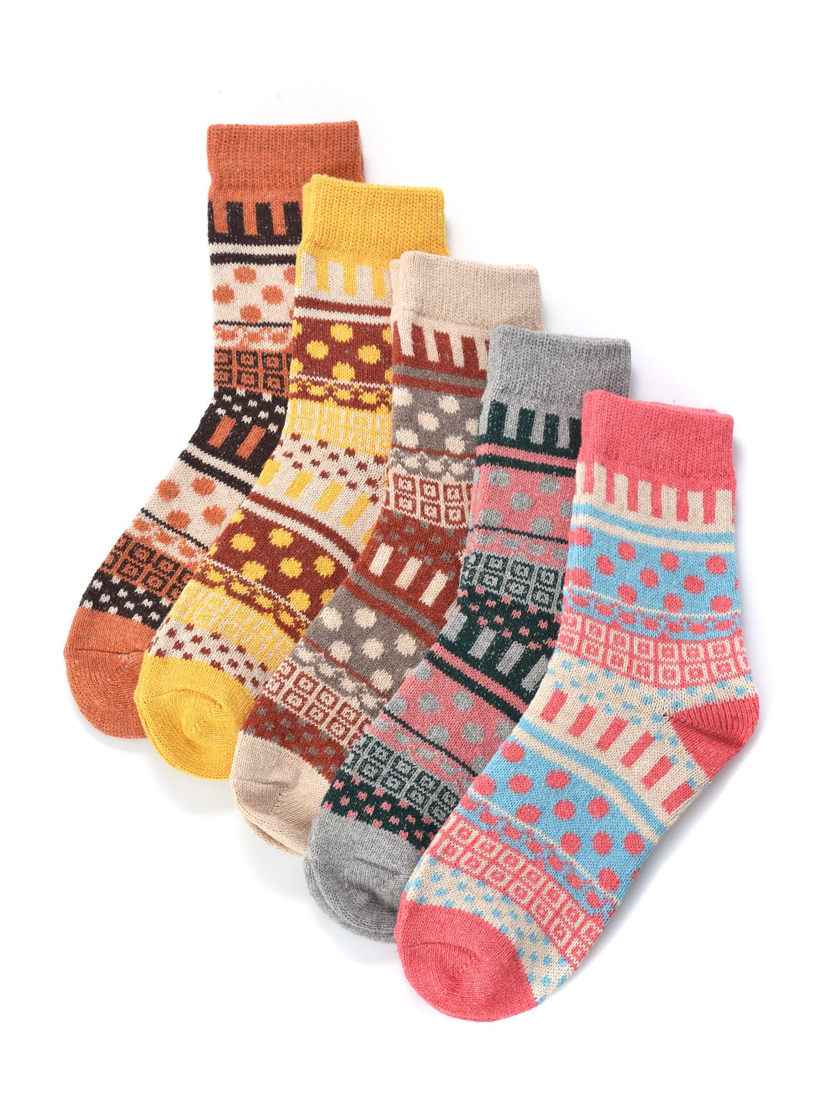 Rufia - 5 Pairs Bohemian Wool-Blend Socks Set