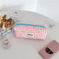 Cosbai - Plaid Bow Print Zipper Makeup Pouch Bag