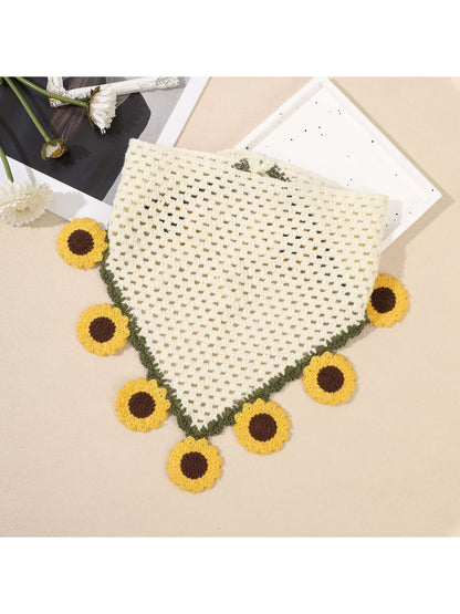 Scarvii Sunflower Crochet Triangle Scarf