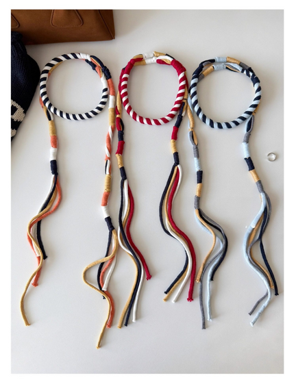 Scarvii - Spiral Stripe Wrapped Cord Skinny Scarf