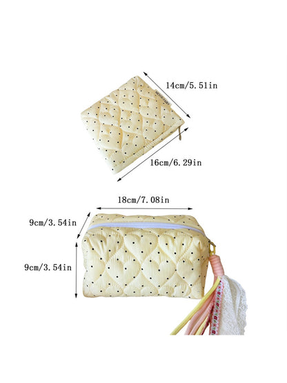 Cosbai - Polka Dot Quilted Cosmetic Organizer Bag