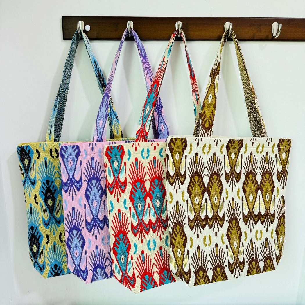Cosbai - Atlas Print knit Shoulder Bag - Spacious & Vintage