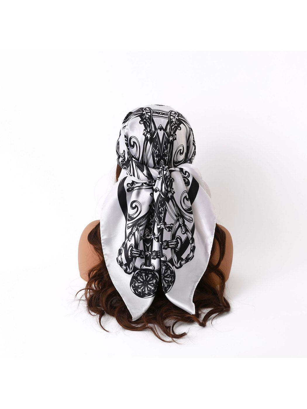 Scarvii - Elegant Black and White Print Square Scarf