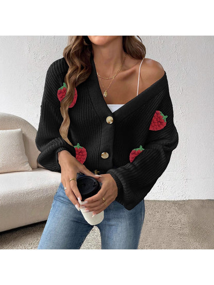 Crosa Cute Strawberry Knit Cardigan for Women product shape