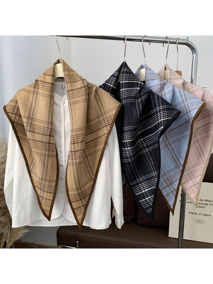 Scarvii - Vintage Plaid Edge Triangle Scarf
