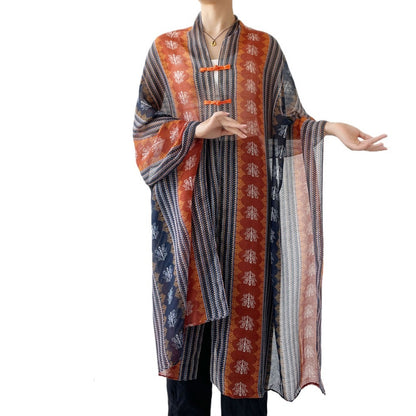 Scarvii - Boho Summer Shawl Scarf With Fringed & Button