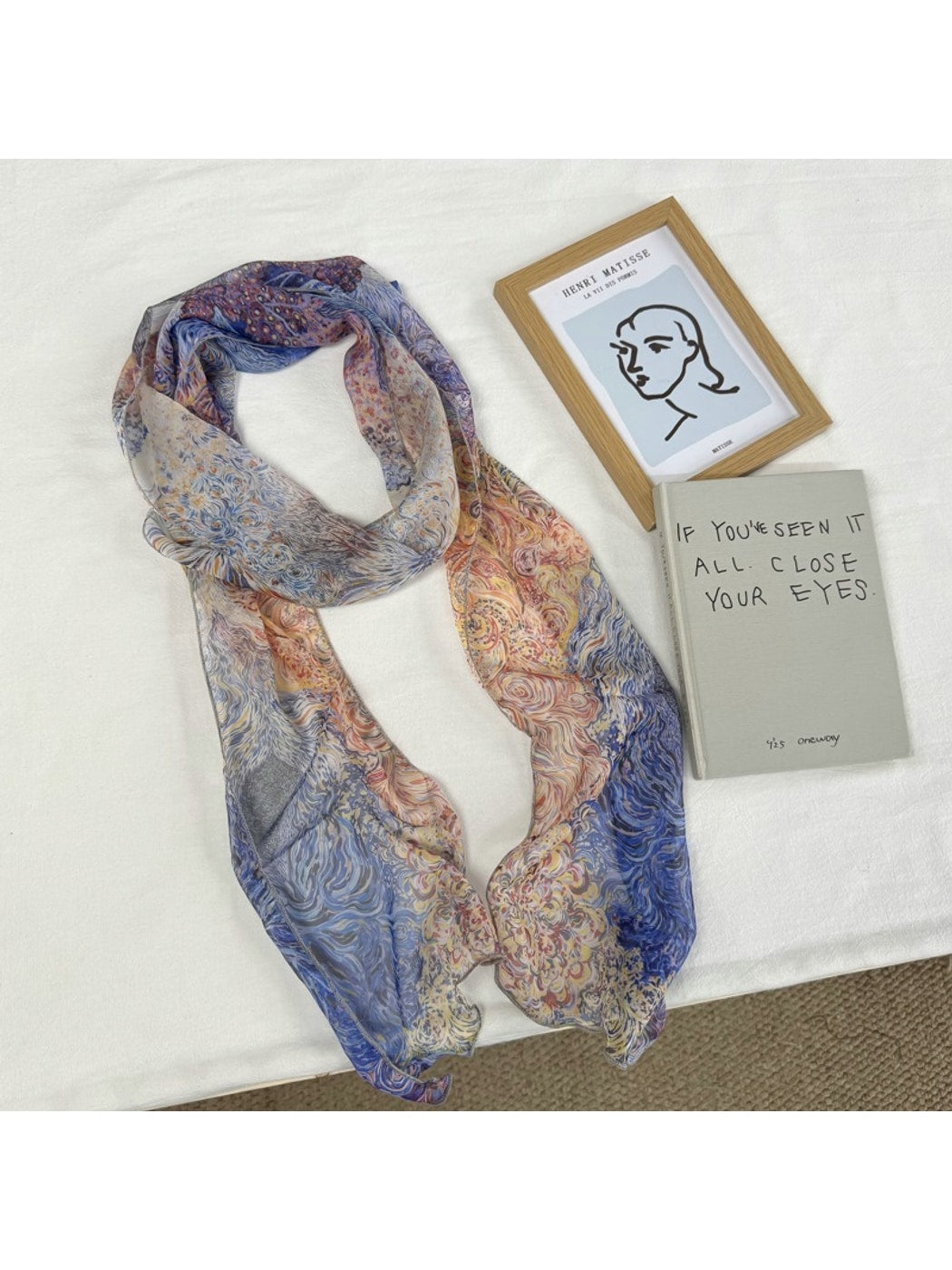 Scarvii - Elegant Light-hued Floral Print Scarf