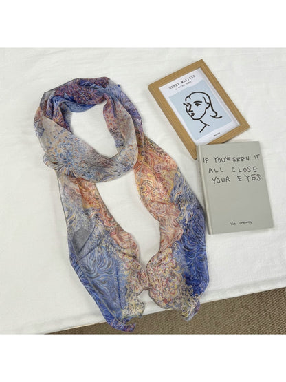 Scarvii - Elegant Light-hued Floral Print Scarf