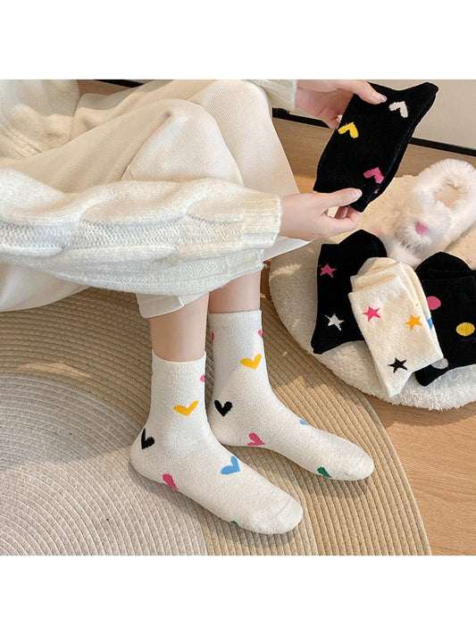 Rufia - Playful Mixed Motif Casual Crew Socks