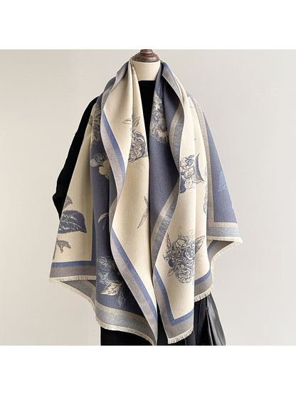 Scarvii - Floral Border Fringed Shawl